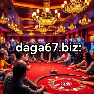 Experience thrilling casino action at https://daga67.biz/, as players strategize their next move with poker chips and cards in hand.